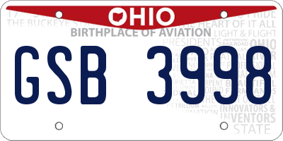 OH license plate GSB3998