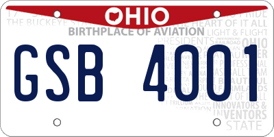 OH license plate GSB4001