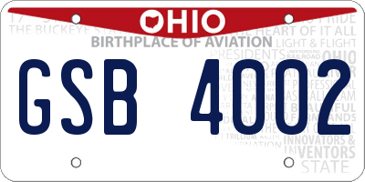 OH license plate GSB4002