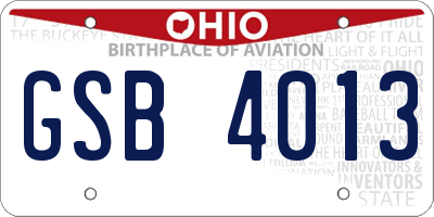 OH license plate GSB4013
