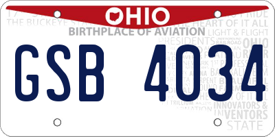 OH license plate GSB4034