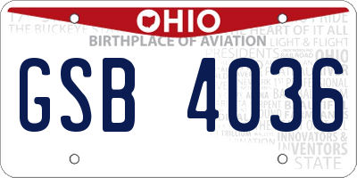OH license plate GSB4036
