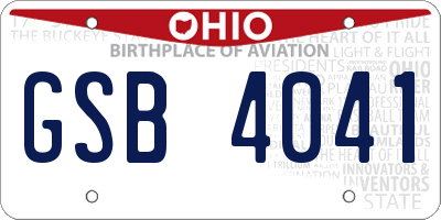 OH license plate GSB4041