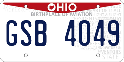 OH license plate GSB4049
