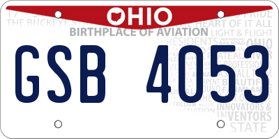 OH license plate GSB4053