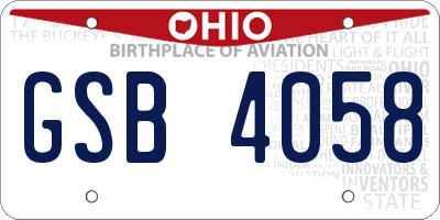 OH license plate GSB4058