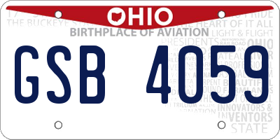 OH license plate GSB4059