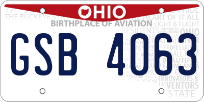 OH license plate GSB4063
