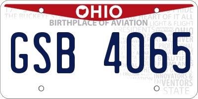 OH license plate GSB4065