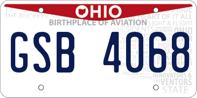 OH license plate GSB4068