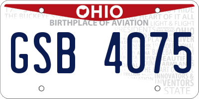 OH license plate GSB4075