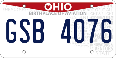 OH license plate GSB4076
