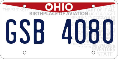 OH license plate GSB4080