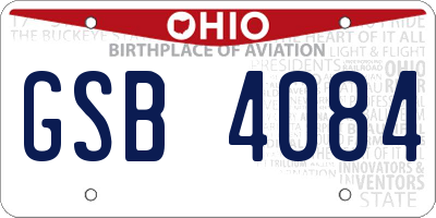 OH license plate GSB4084