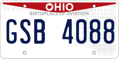 OH license plate GSB4088