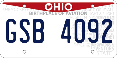 OH license plate GSB4092