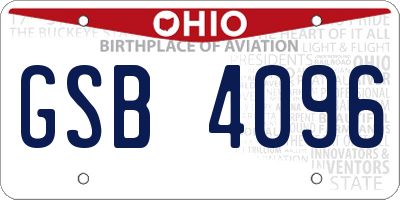 OH license plate GSB4096