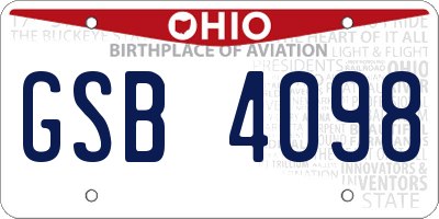 OH license plate GSB4098