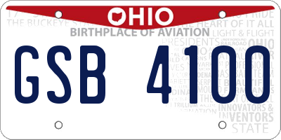 OH license plate GSB4100