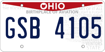 OH license plate GSB4105
