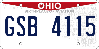 OH license plate GSB4115