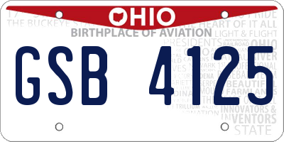 OH license plate GSB4125
