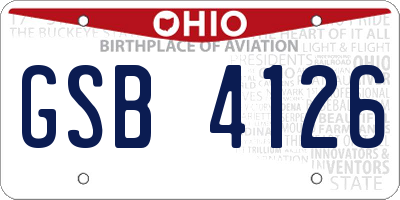 OH license plate GSB4126