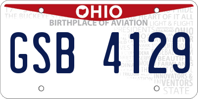 OH license plate GSB4129