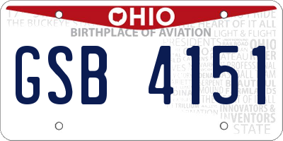 OH license plate GSB4151