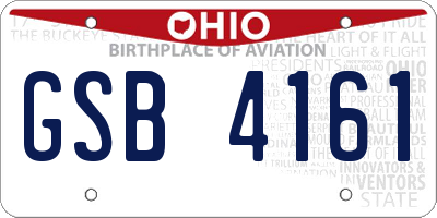 OH license plate GSB4161