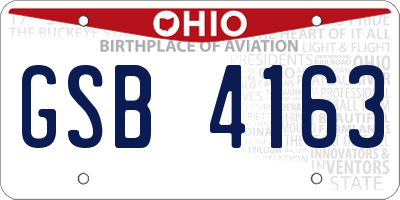 OH license plate GSB4163
