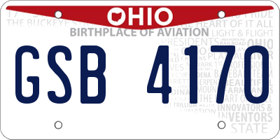 OH license plate GSB4170