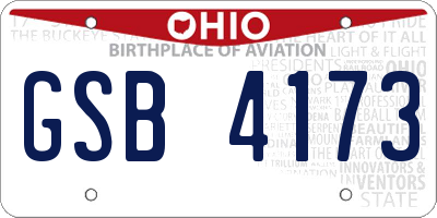 OH license plate GSB4173