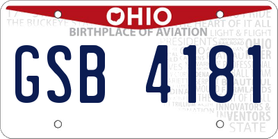 OH license plate GSB4181