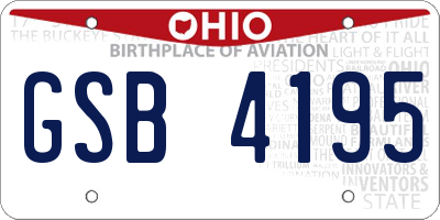 OH license plate GSB4195