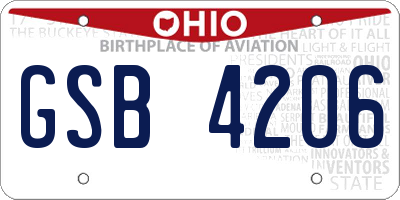 OH license plate GSB4206