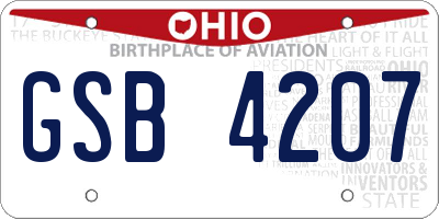 OH license plate GSB4207