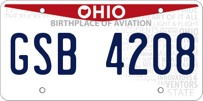 OH license plate GSB4208