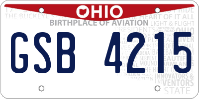 OH license plate GSB4215