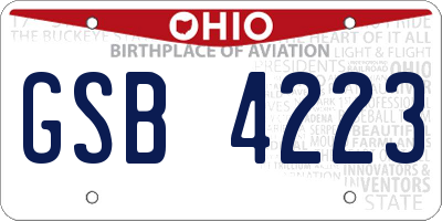 OH license plate GSB4223