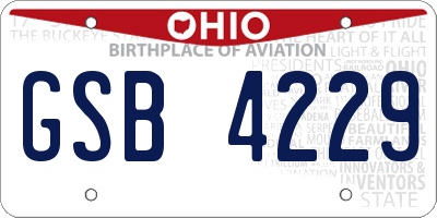 OH license plate GSB4229