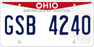 OH license plate GSB4240