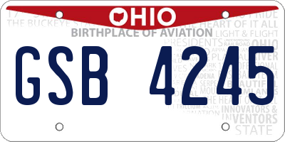 OH license plate GSB4245