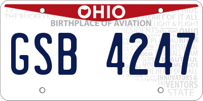 OH license plate GSB4247