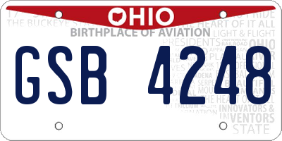 OH license plate GSB4248