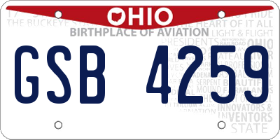 OH license plate GSB4259