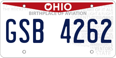 OH license plate GSB4262