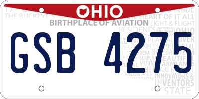 OH license plate GSB4275