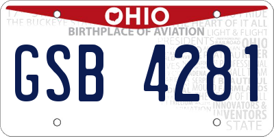OH license plate GSB4281