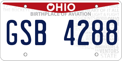 OH license plate GSB4288